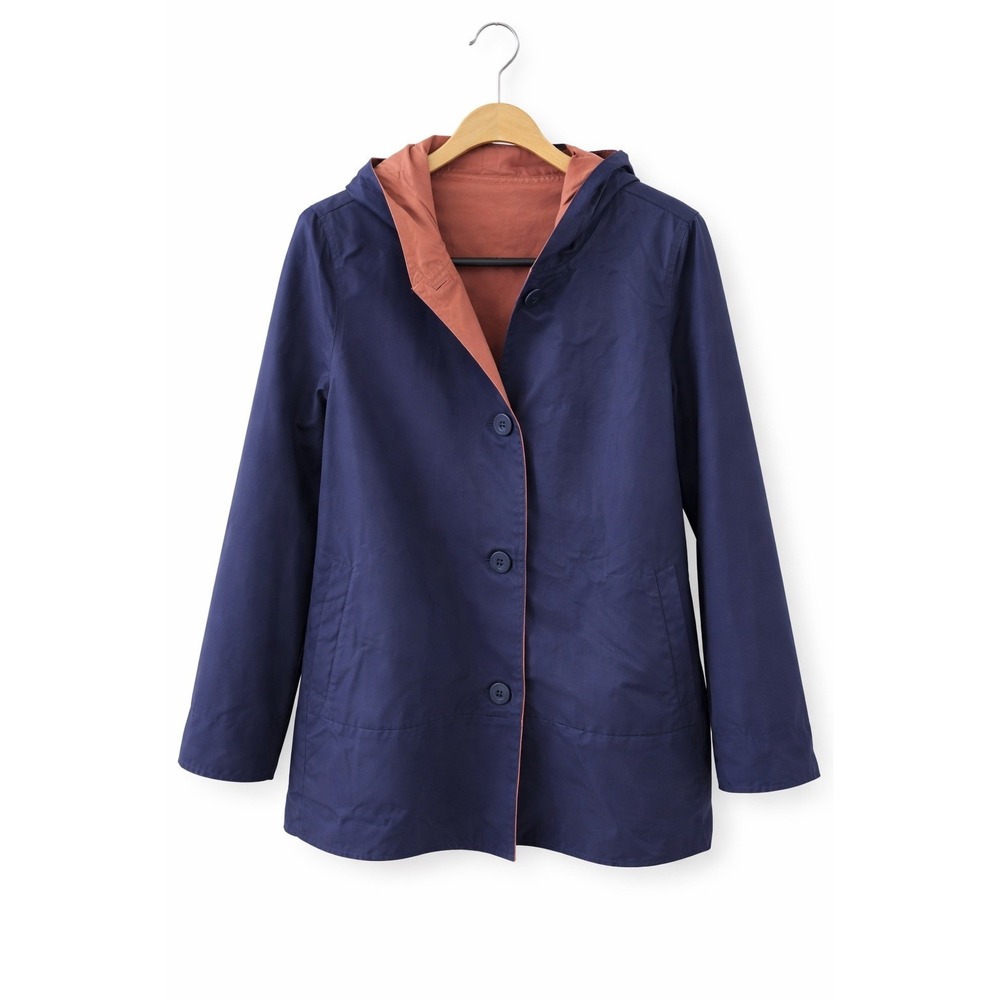 $358 Eileen Fisher Organic Cotton Nylon Reversible Hooded Jacket Size XS/TP